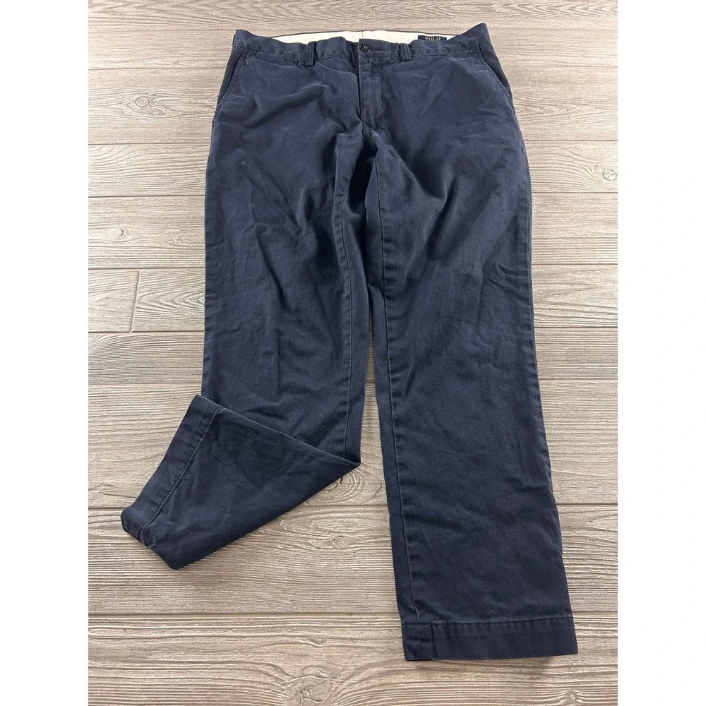Polo Ralph Lauren Mens Chino Pants 36x30 Navy Blue Cotton Straight Leg Trousers